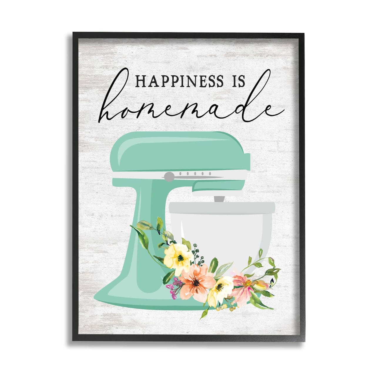 Stupell Industries Happiness is Homemade Phrase Floral Kitchen Stand Mixer Framed Wall Art